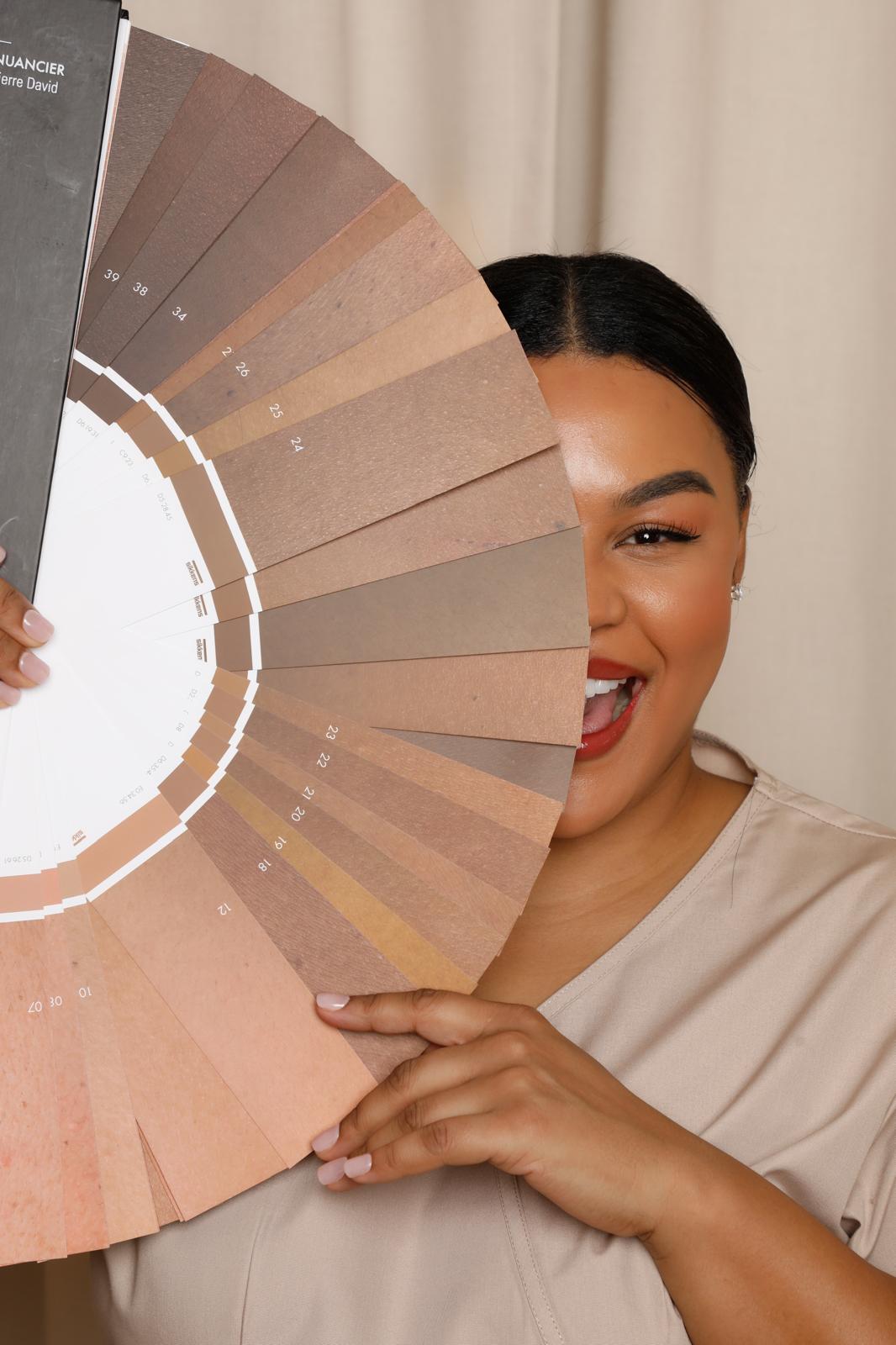 Kyomi Sayce presenting a clinical skin tone reference palette