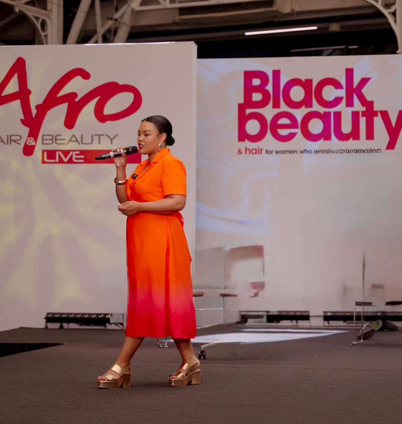 Kyomi Sayce speaking at Afro Hair and Beauty Live